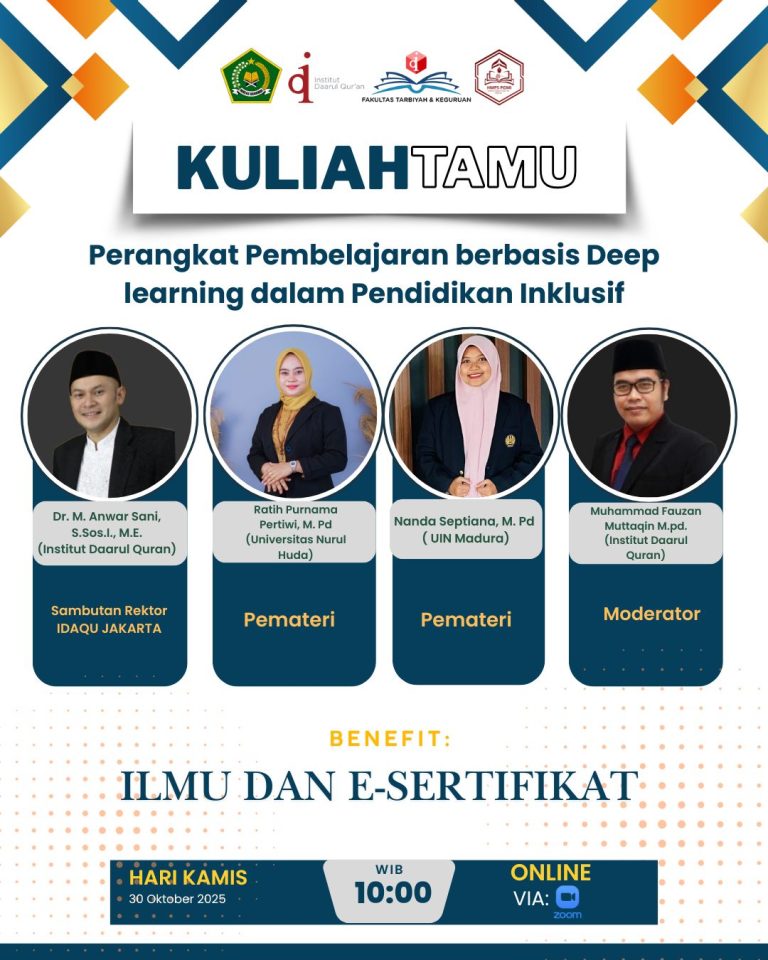 Prodi PGMI FTK IDAQU Gelar Kuliah Tamu Bahas Deep Learning dalam Pendidikan Inklusif